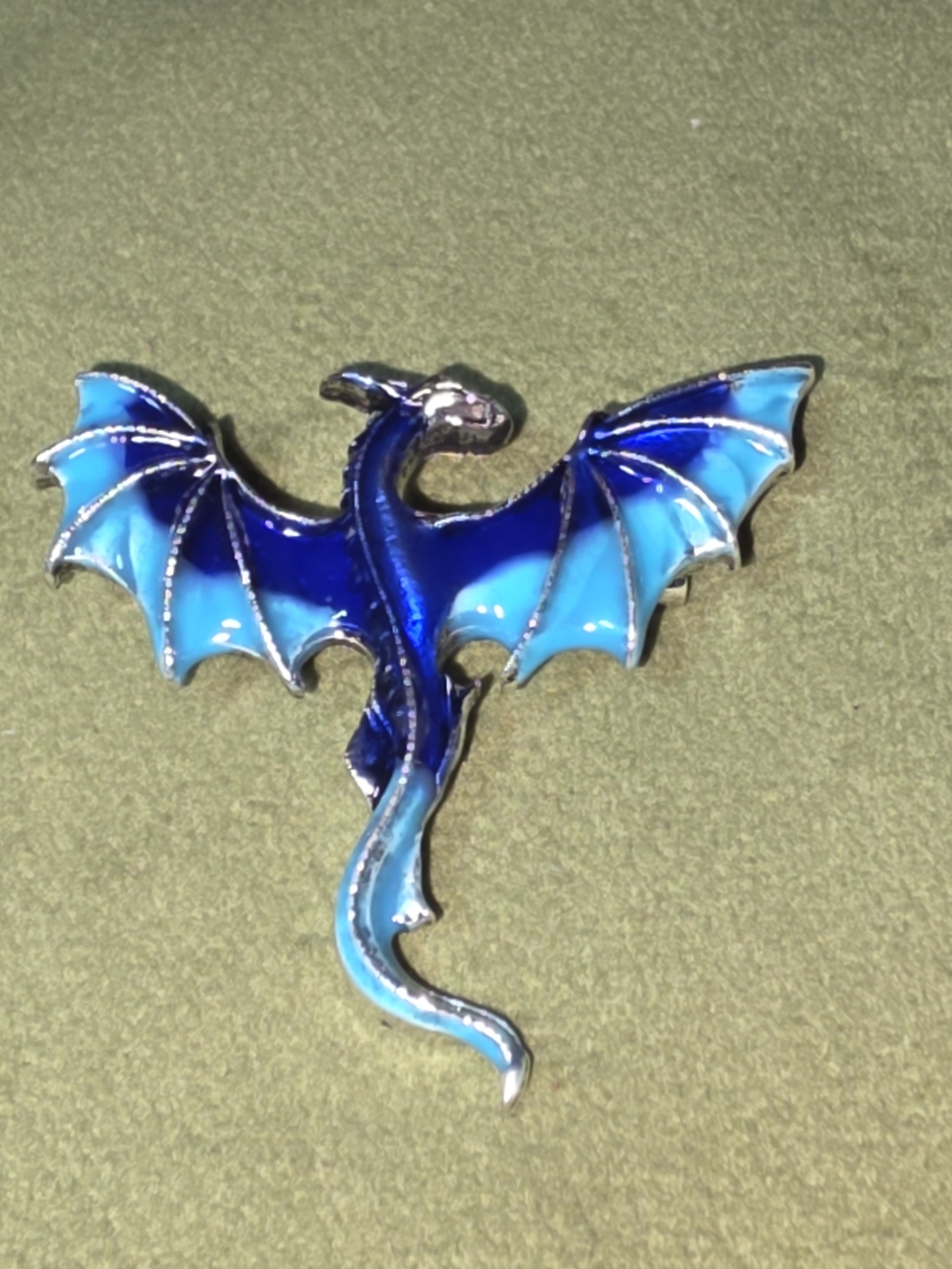 Source Unknown Blue Dragon Wing Enamel Brooch